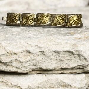 RARE Signed Artisan IXEL Gold & Silver Mixed Metals Spiral Bracelet
